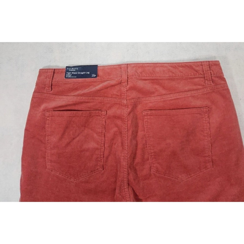 Talbots Corduroy Pants 16p NEW High Rise Waist Straight Leg‎ Coral Pink Stretch. - Picture 4 of 6
